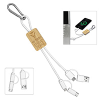 5-In-1 Bamboo Charging Cable With Type C Input And Output W/Carabiner